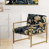 Beige And Blue Dahlia Retreat - Cottage Arm Chair