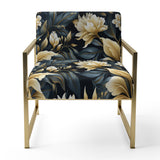 Beige And Blue Dahlia Retreat - Cottage Arm Chair