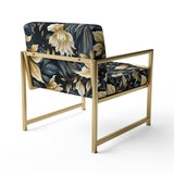 Beige And Blue Dahlia Retreat - Cottage Arm Chair