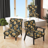 Beige And Blue Ornate Damask Peonies Opulence - Cottage Accent Slipper Chair