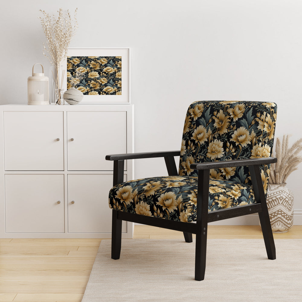 Beige And Blue Ornate Damask Peonies Opulence - Cottage Accent Slipper Chair