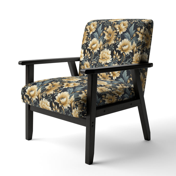 Beige And Blue Ornate Damask Peonies Opulence - Cottage Accent Slipper Chair