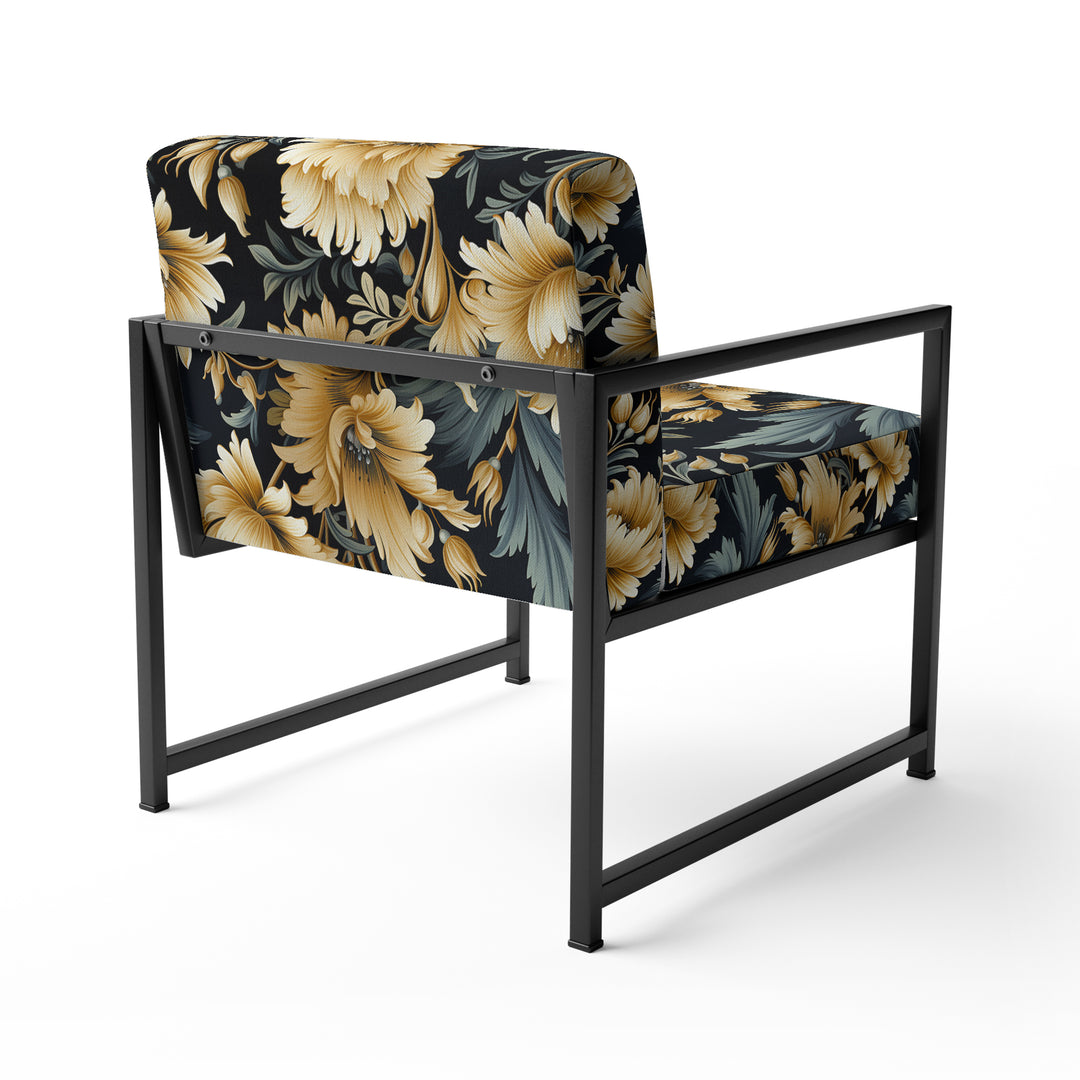 Beige And Blue Ornate Damask Peonies Opulence - Cottage Accent Slipper Chair