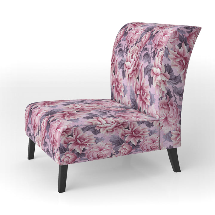 Harmony Pink Peonies Pattern - Upholstered Cottage Accent Chairs