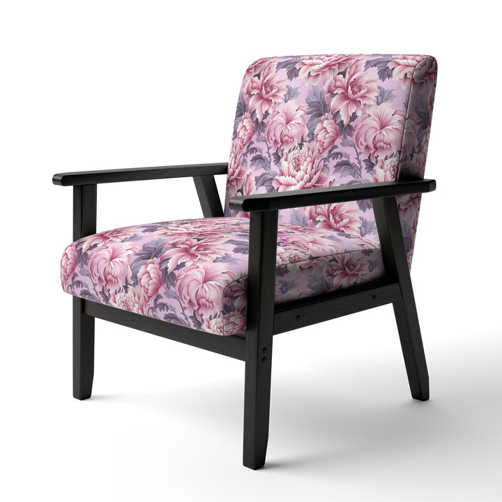Harmony Pink Peonies Pattern - Upholstered Cottage Accent Chairs