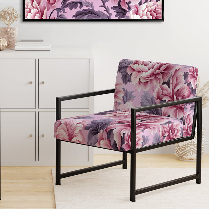 Harmony Pink Peonies Pattern - Upholstered Cottage Accent Chairs