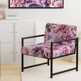 Harmony Pink Peonies Pattern - Upholstered Cottage Accent Chairs