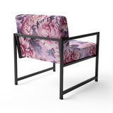 Harmony Pink Peonies Pattern - Upholstered Cottage Accent Chairs