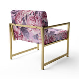 Harmony Pink Peonies Pattern - Upholstered Cottage Accent Chairs