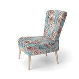 Pink And Blue Damask Flowering - Bohemian Accent Side Chair
