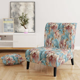 Pink And Blue Damask Flowering - Bohemian Accent Side Chair