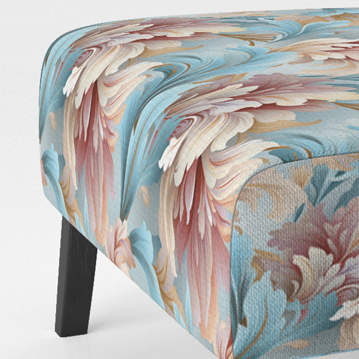 Pink And Blue Damask Flowering - Bohemian Accent Side Chair