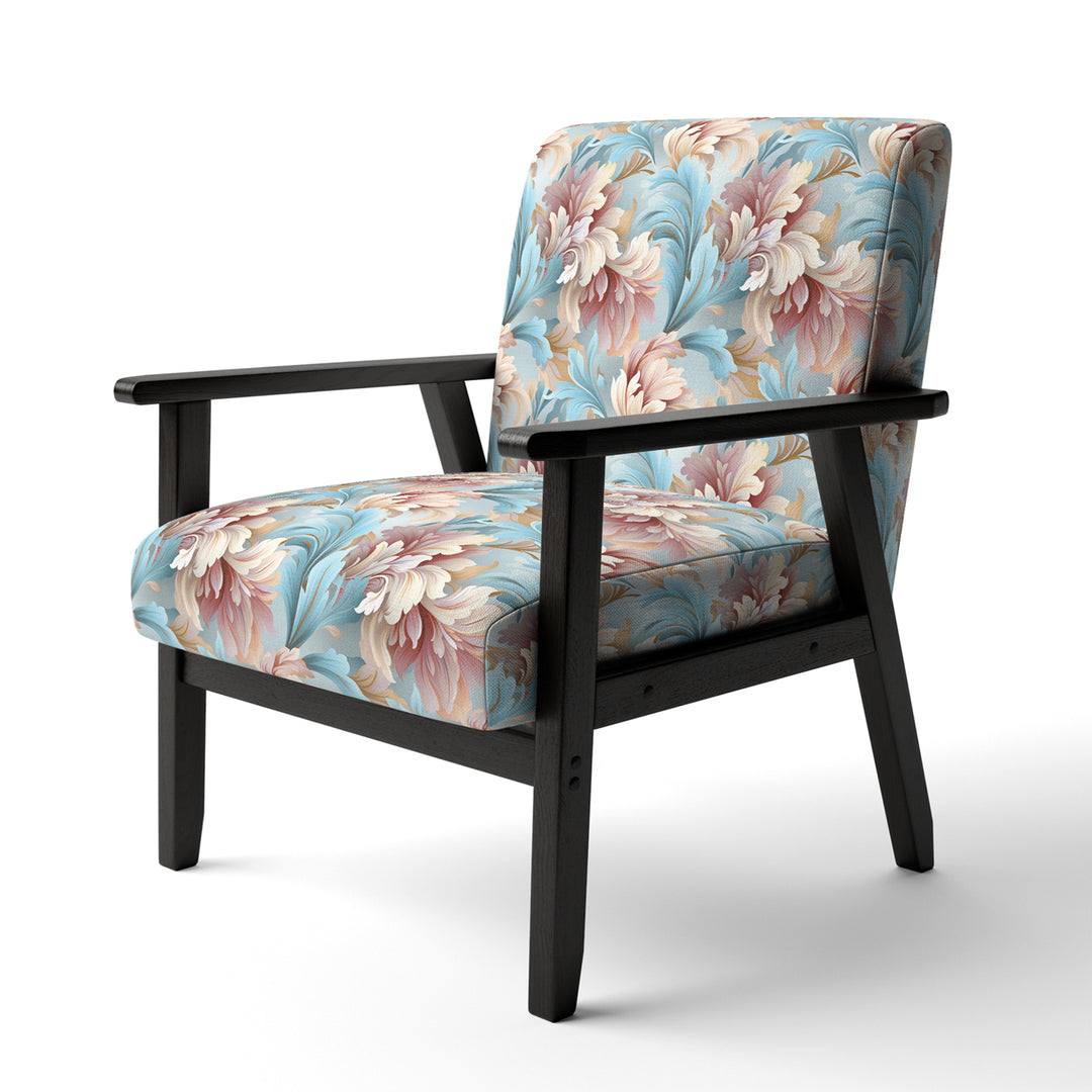 Pink And Blue Damask Flowering - Bohemian Accent Side Chair