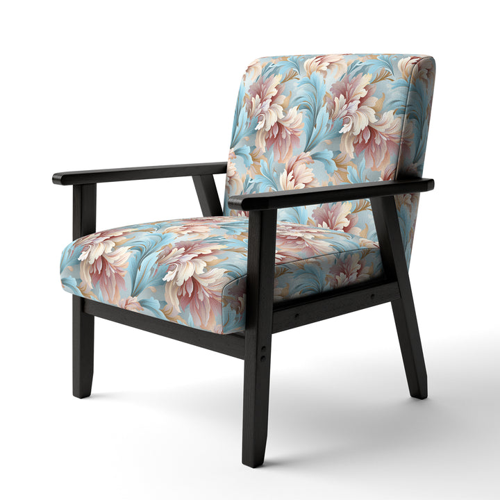 Pink And Blue Damask Flowering - Bohemian Accent Side Chair