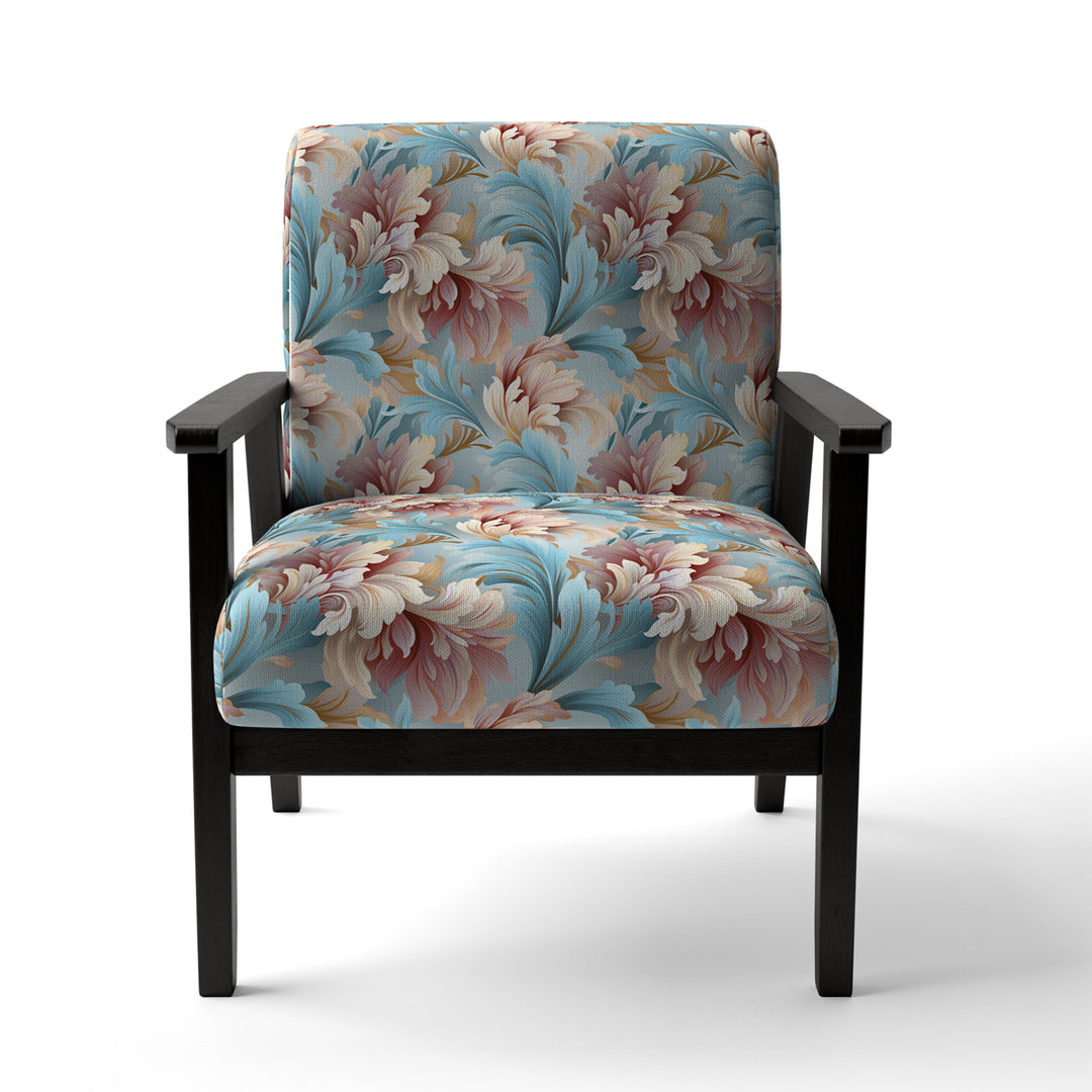 Pink And Blue Damask Flowering - Bohemian Accent Side Chair