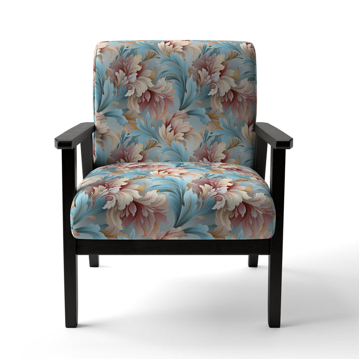 Pink And Blue Damask Flowering - Bohemian Accent Side Chair