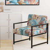 Pink And Blue Damask Flowering - Bohemian Accent Side Chair