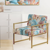 Pink And Blue Damask Flowering - Bohemian Accent Side Chair