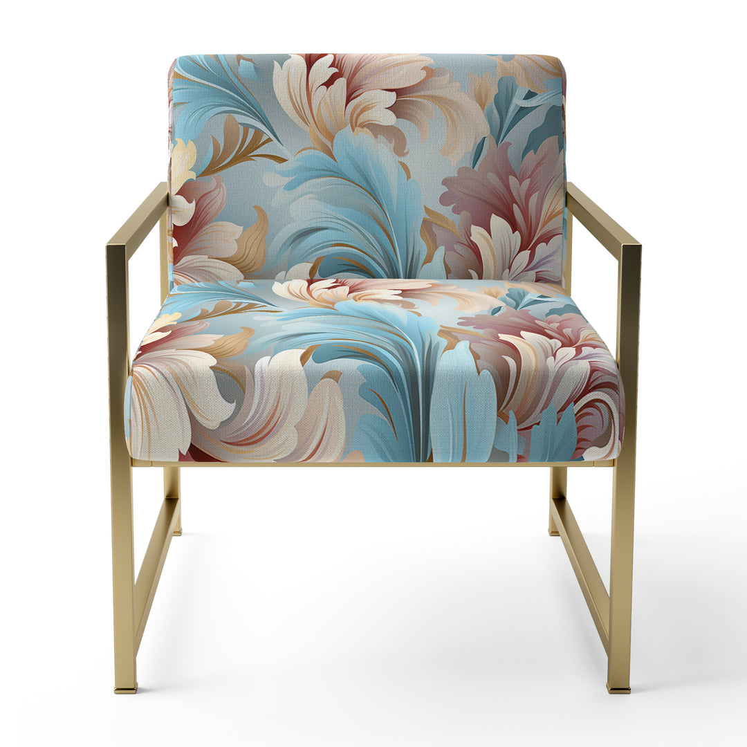 Pink And Blue Damask Flowering - Bohemian Accent Side Chair