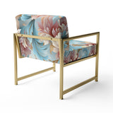 Pink And Blue Damask Flowering - Bohemian Accent Side Chair