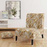 Gold And White Gilded Damask Reverie - Bohemian Accent Slipper Chair