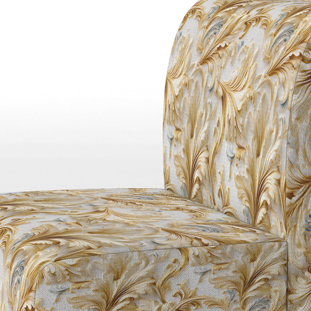Gold And White Gilded Damask Reverie - Bohemian Accent Slipper Chair