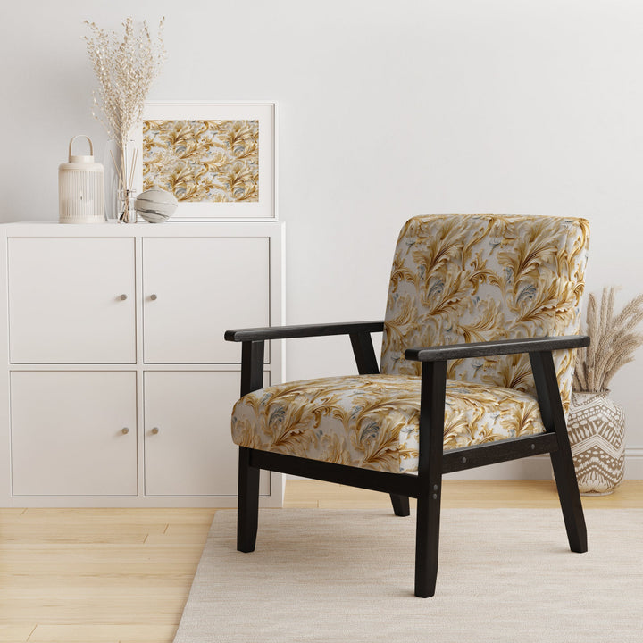 Gold And White Gilded Damask Reverie - Bohemian Accent Slipper Chair