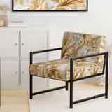 Gold And White Gilded Damask Reverie - Bohemian Accent Slipper Chair