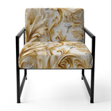 Gold And White Gilded Damask Reverie - Bohemian Accent Slipper Chair