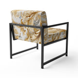 Gold And White Gilded Damask Reverie - Bohemian Accent Slipper Chair