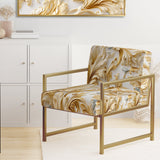 Gold And White Gilded Damask Reverie - Bohemian Accent Slipper Chair