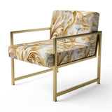 Gold And White Gilded Damask Reverie - Bohemian Accent Slipper Chair