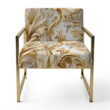 Gold And White Gilded Damask Reverie - Bohemian Accent Slipper Chair