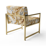 Gold And White Gilded Damask Reverie - Bohemian Accent Slipper Chair