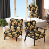 Yellow Hydrangea Flower Damask Dream - Upholstered Bohemian Accent Chairs