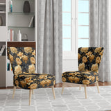 Yellow Hydrangea Flower Damask Dream - Upholstered Bohemian Accent Chairs