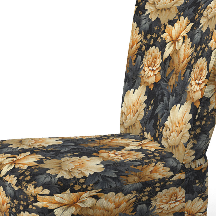 Yellow Hydrangea Flower Damask Dream - Upholstered Bohemian Accent Chairs