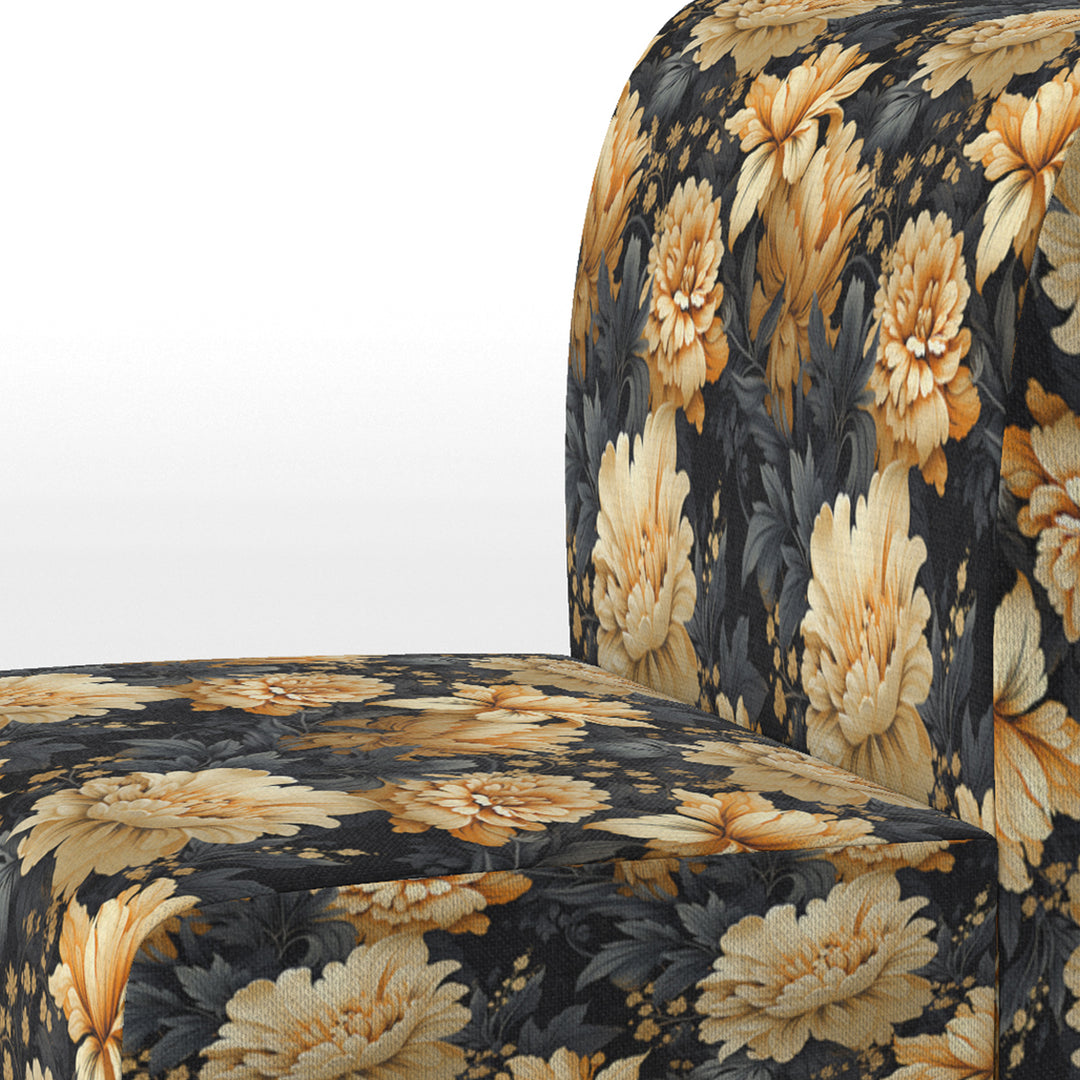 Yellow Hydrangea Flower Damask Dream - Upholstered Bohemian Accent Chairs
