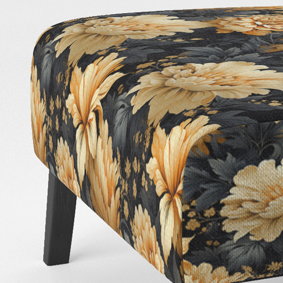 Yellow Hydrangea Flower Damask Dream - Upholstered Bohemian Accent Chairs