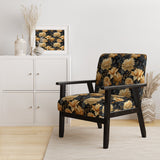 Yellow Hydrangea Flower Damask Dream - Upholstered Bohemian Accent Chairs
