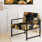 Yellow Hydrangea Flower Damask Dream - Upholstered Bohemian Accent Chairs