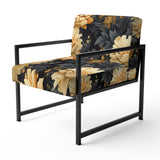 Yellow Hydrangea Flower Damask Dream - Upholstered Bohemian Accent Chairs