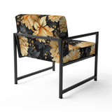 Yellow Hydrangea Flower Damask Dream - Upholstered Bohemian Accent Chairs