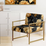 Yellow Hydrangea Flower Damask Dream - Upholstered Bohemian Accent Chairs
