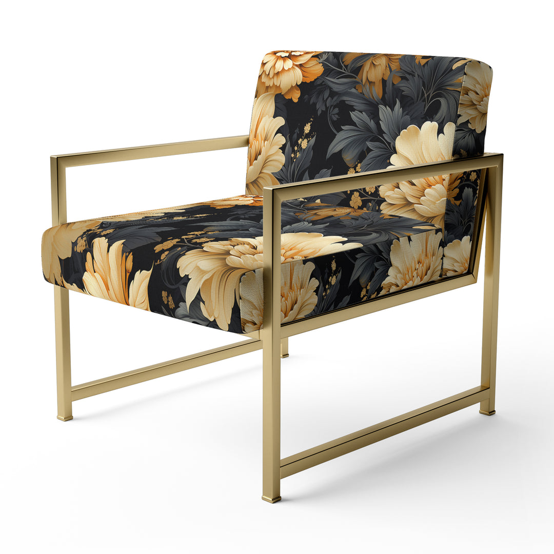 Yellow Hydrangea Flower Damask Dream - Upholstered Bohemian Accent Chairs