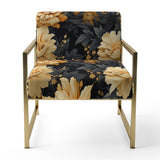 Yellow Hydrangea Flower Damask Dream - Upholstered Bohemian Accent Chairs