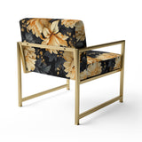 Yellow Hydrangea Flower Damask Dream - Upholstered Bohemian Accent Chairs