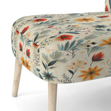 Green And Yellow Retro Bouquet Revival - Bohemian Accent Slipper Chair
