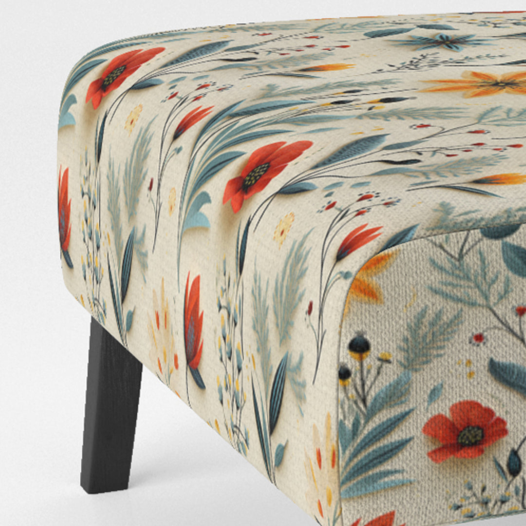 Green And Yellow Retro Bouquet Revival - Bohemian Accent Slipper Chair