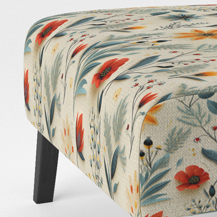 Green And Yellow Retro Bouquet Revival - Bohemian Accent Slipper Chair